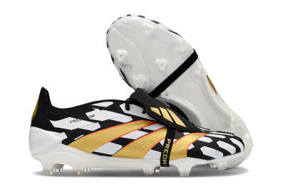 Adidas Predator Elite Foldover Tongue FG Low-Tops Soccer Cleats - Black/White/Gold
