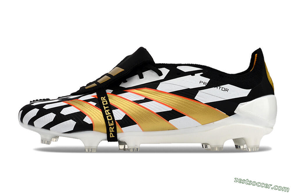 Adidas Predator Elite Foldover Tongue FG Low-Tops Soccer Cleats - Black/White/Gold 2