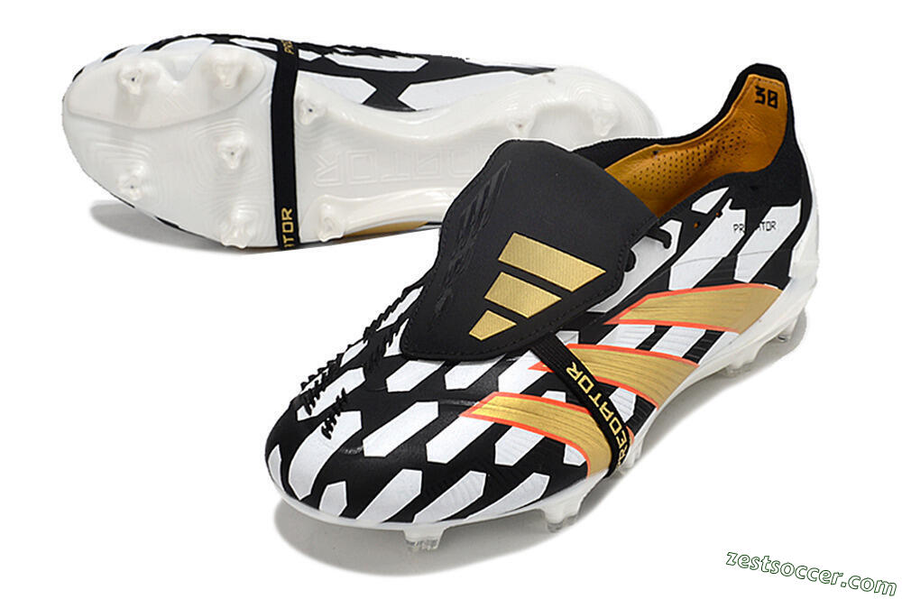 Adidas Predator Elite Foldover Tongue FG Low-Tops Soccer Cleats - Black/White/Gold 3