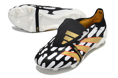 Adidas Predator Elite Foldover Tongue FG Low-Tops Soccer Cleats - Black/White/Gold
