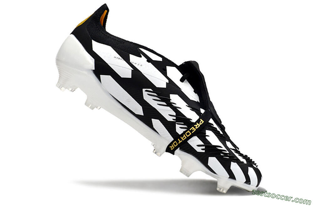 Adidas Predator Elite Foldover Tongue FG Low-Tops Soccer Cleats - Black/White/Gold 4