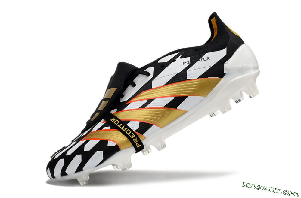 Adidas Predator Elite Foldover Tongue FG Low-Tops Soccer Cleats - Black/White/Gold 5
