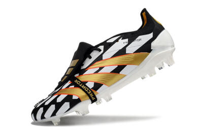 Adidas Predator Elite Foldover Tongue FG Low-Tops Soccer Cleats - Black/White/Gold