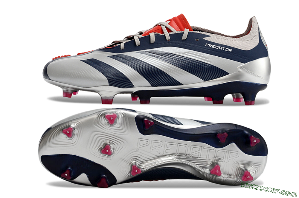 Adidas Predator Accuracy Elite FG Low-Tops Soccer Cleats - Silver/Blue/Red 1