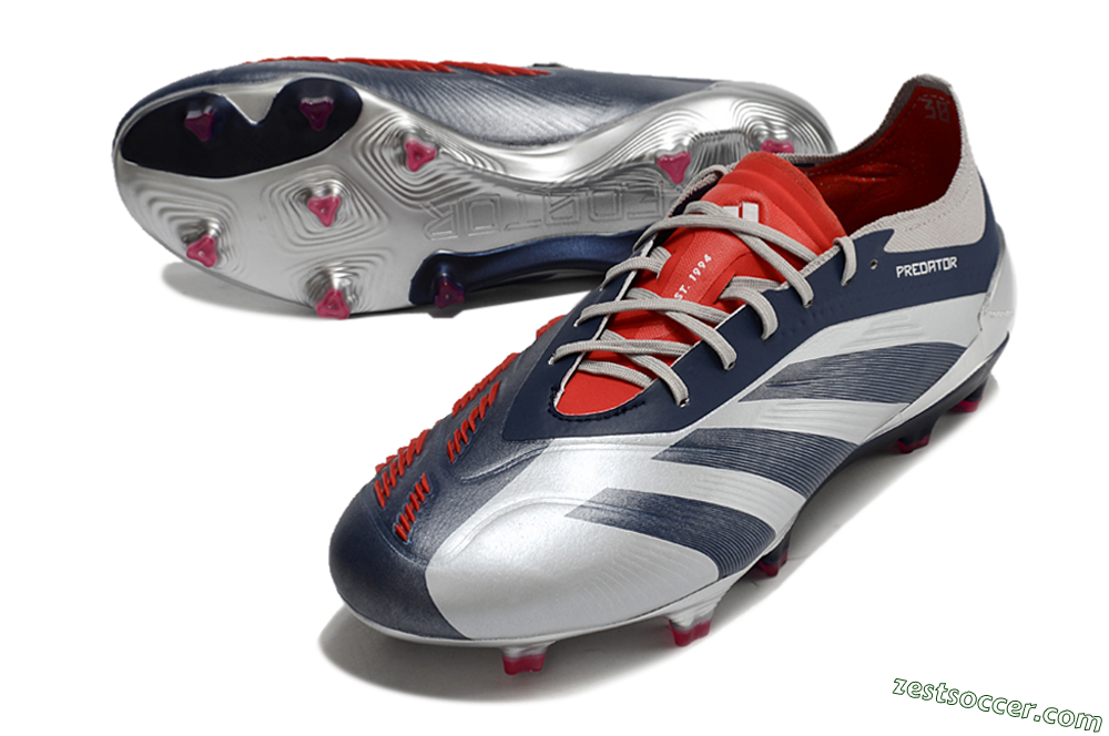 Adidas Predator Accuracy Elite FG Low-Tops Soccer Cleats - Silver/Blue/Red 3