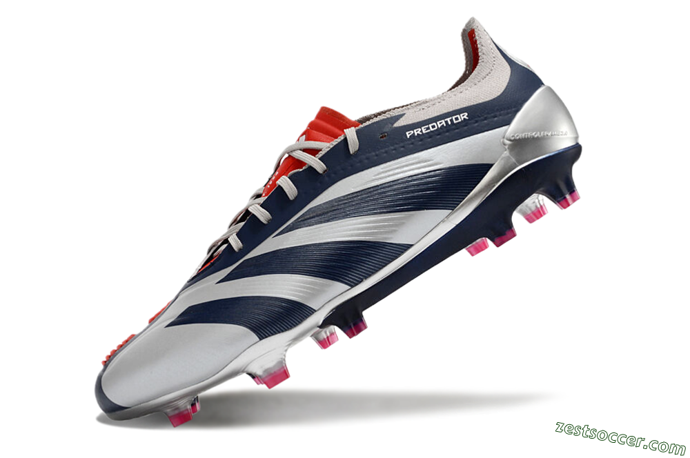 Adidas Predator Accuracy Elite FG Low-Tops Soccer Cleats - Silver/Blue/Red 5