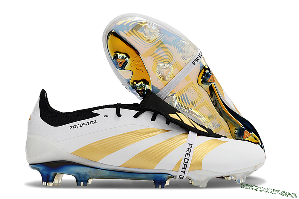 Adidas Predator Elite Foldover Tongue FG Low-Tops Soccer Cleats - White/Gold/Black 0