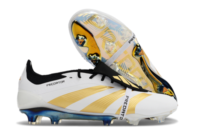 Adidas Predator Elite Foldover Tongue FG Low-Tops Soccer Cleats - White/Gold/Black