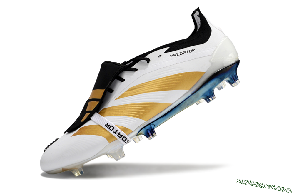 Adidas Predator Elite Foldover Tongue FG Low-Tops Soccer Cleats - White/Gold/Black 5