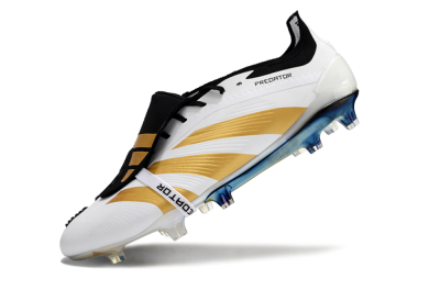 Adidas Predator Elite Foldover Tongue FG Low-Tops Soccer Cleats - White/Gold/Black