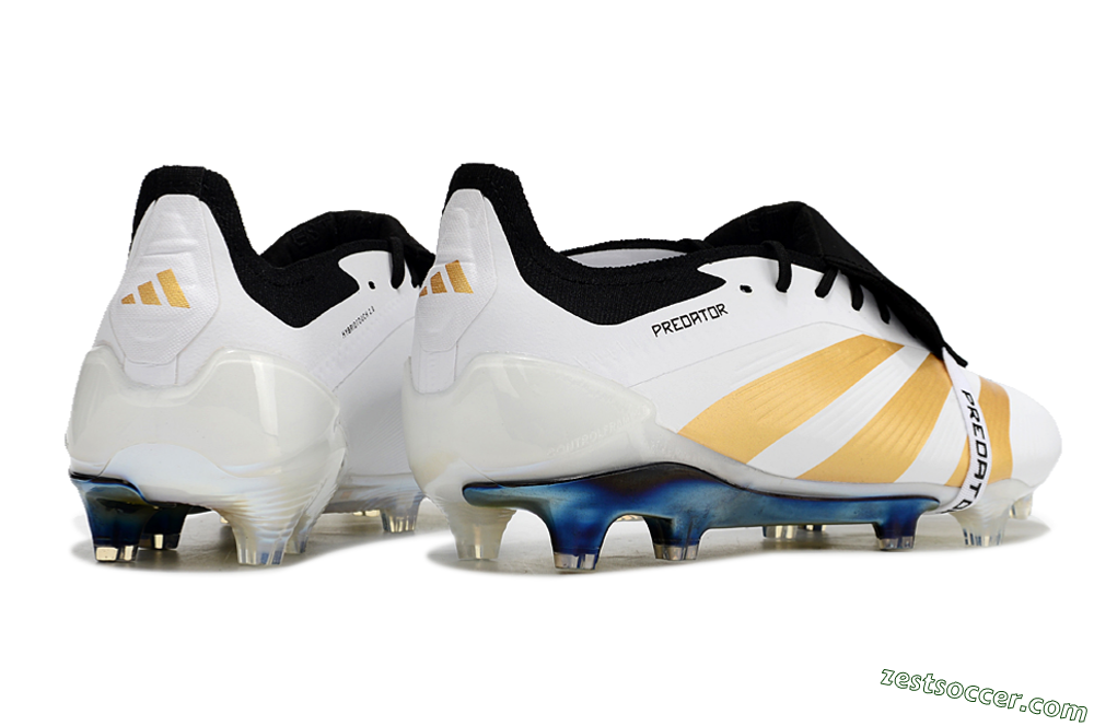Adidas Predator Elite Foldover Tongue FG Low-Tops Soccer Cleats - White/Gold/Black 6