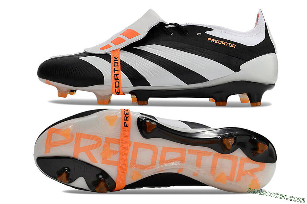 Adidas Predator Elite Foldover Tongue FG Low-Tops Soccer Cleats - White/Black/Orange 1