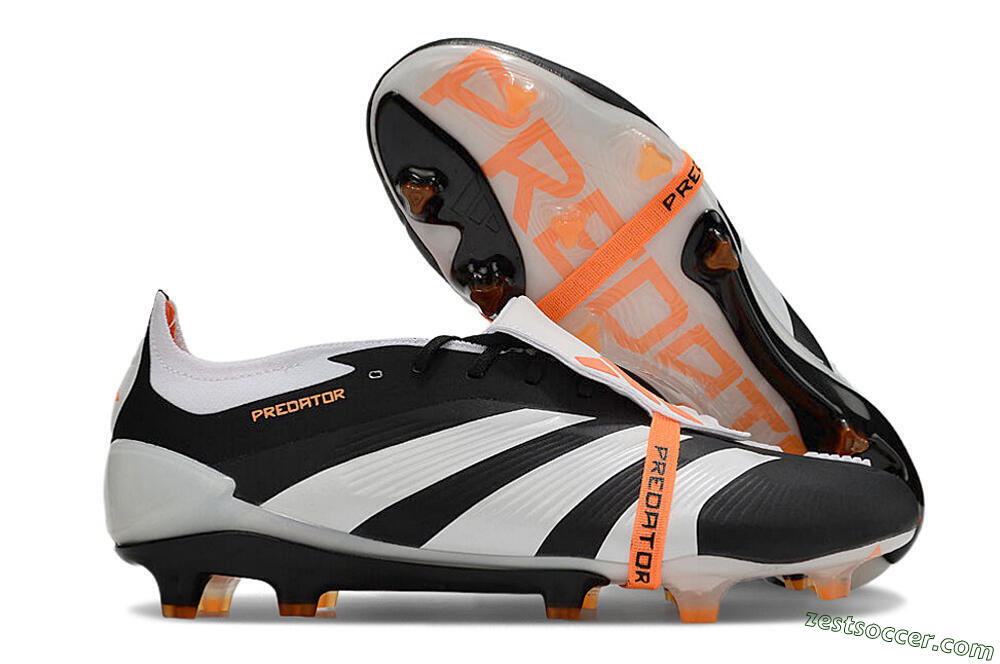 Adidas Predator Elite Foldover Tongue FG Low-Tops Soccer Cleats - White/Black/Orange 0