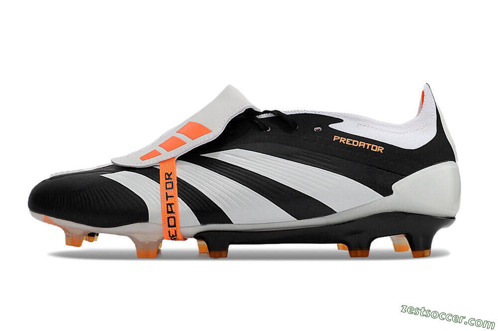 Adidas Predator Elite Foldover Tongue FG Low-Tops Soccer Cleats - White/Black/Orange 2