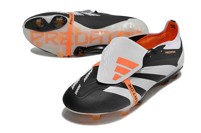 Adidas Predator Elite Foldover Tongue FG Low-Tops Soccer Cleats - White/Black/Orange