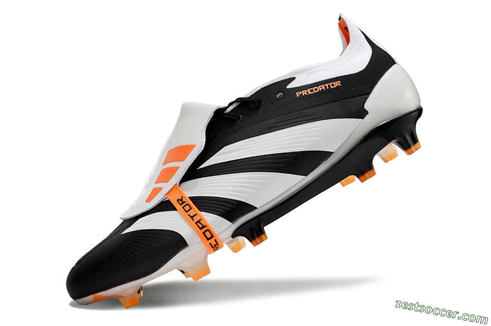 Adidas Predator Elite Foldover Tongue FG Low-Tops Soccer Cleats - White/Black/Orange 5