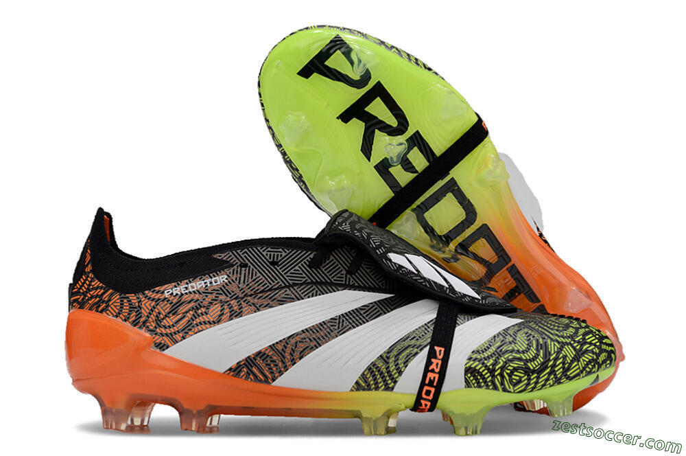 Adidas Predator Elite Foldover Tongue FG Low-Tops Soccer Cleats - Black/White/Green 0
