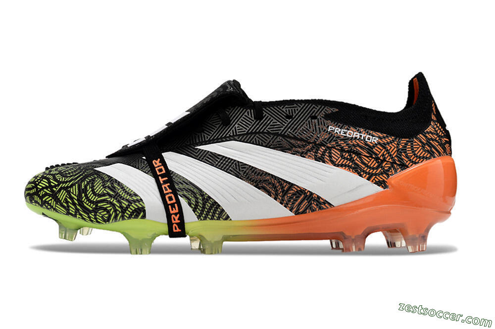 Adidas Predator Elite Foldover Tongue FG Low-Tops Soccer Cleats - Black/White/Green 2