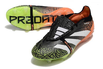 Adidas Predator Elite Foldover Tongue FG Low-Tops Soccer Cleats - Black/White/Green