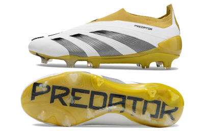 Adidas Predator Accuracy+ FG Low-Tops Soccer Cleats - White/Black/Yellow