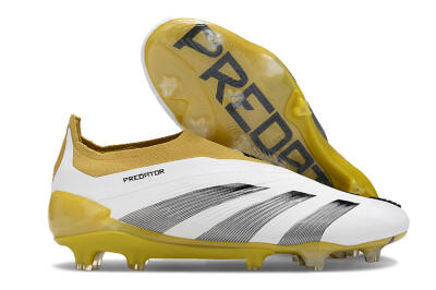 Adidas Predator Accuracy+ FG Low-Tops Soccer Cleats - White/Black/Yellow