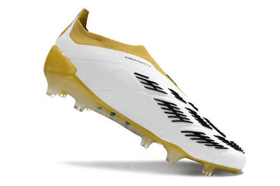 Adidas Predator Accuracy+ FG Low-Tops Soccer Cleats - White/Black/Yellow