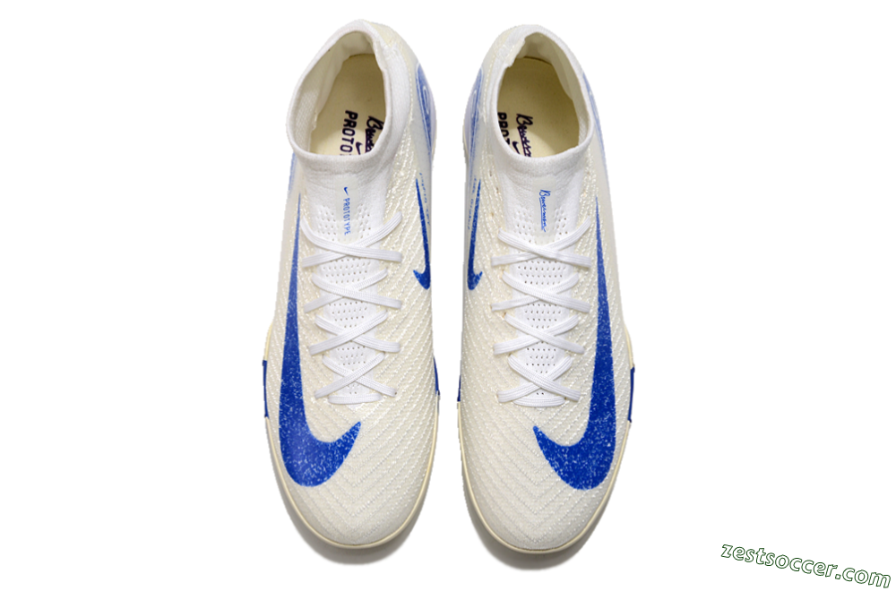 Nike Air Zoom Mercurial Superfly 10 Elite TF High-Tops Soccer Shoes - Beige/Blue 4