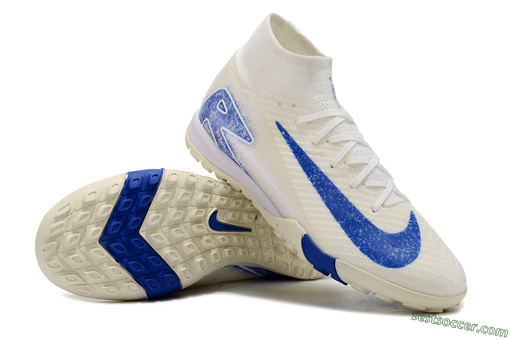 Nike Air Zoom Mercurial Superfly 10 Elite TF High-Tops Soccer Shoes - Beige/Blue 3