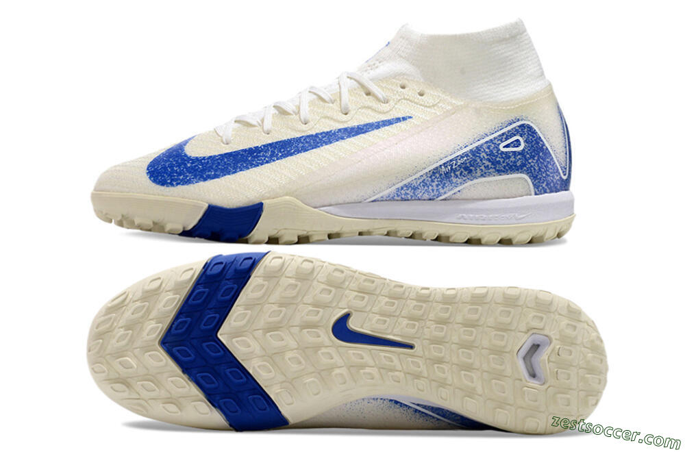 Nike Air Zoom Mercurial Superfly 10 Elite TF High-Tops Soccer Shoes - Beige/Blue 1