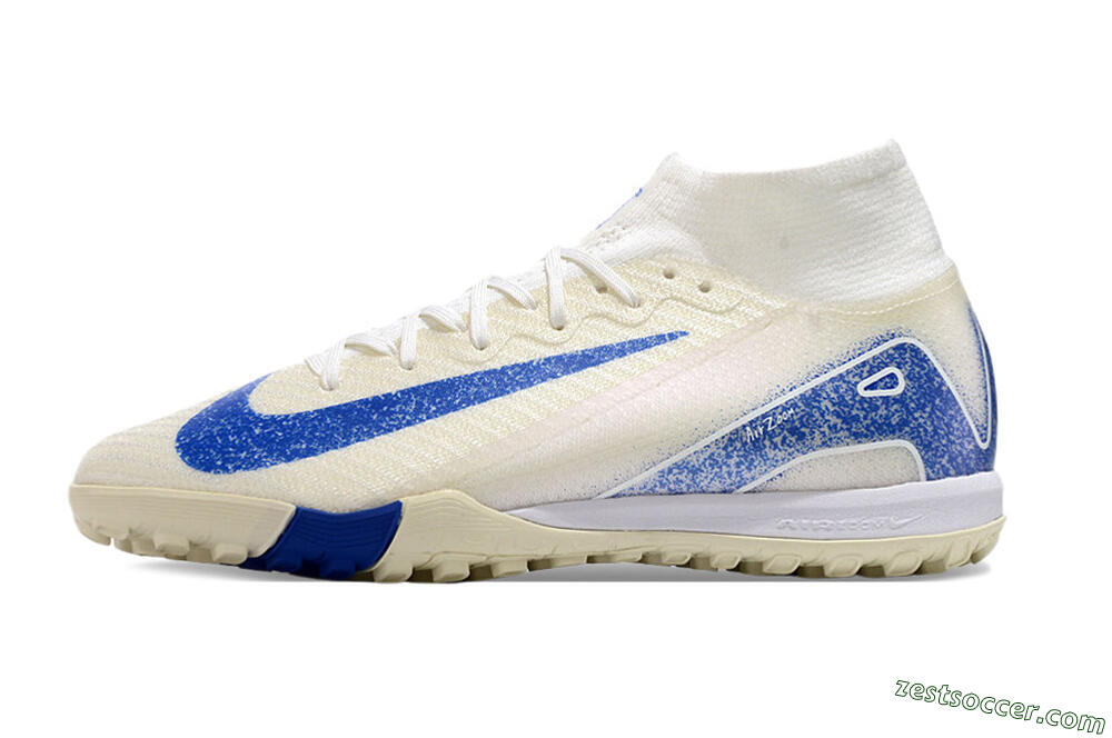 Nike Air Zoom Mercurial Superfly 10 Elite TF High-Tops Soccer Shoes - Beige/Blue 2