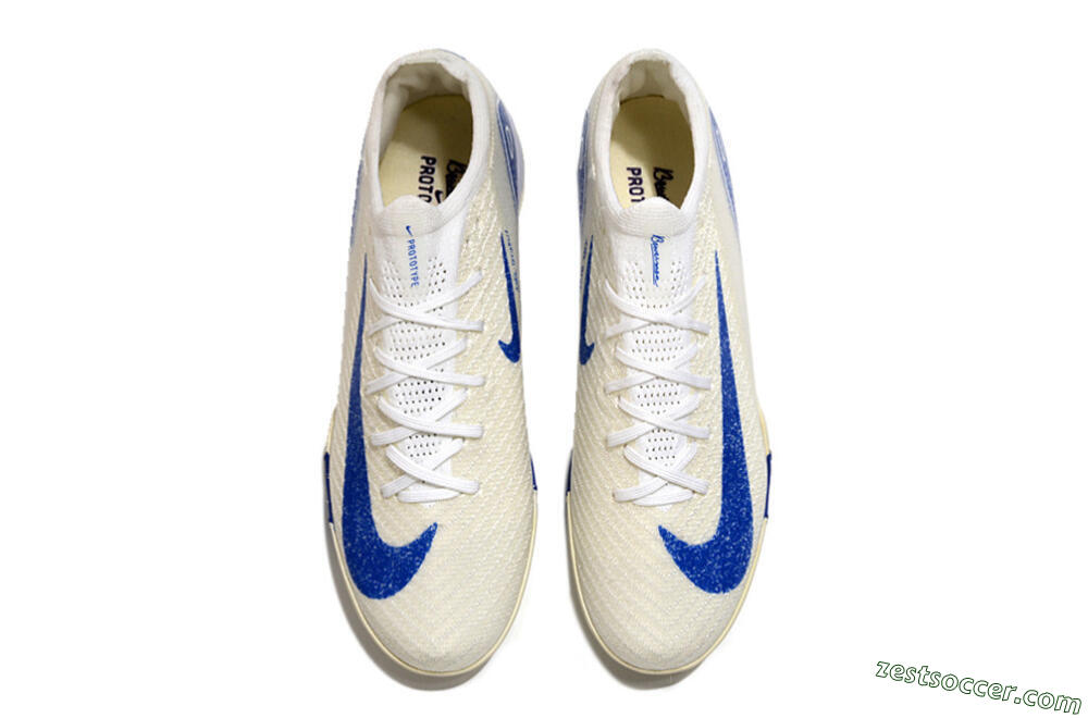 Nike Air Zoom Mercurial Vapor 16 Elite TF Low-Tops Soccer Shoes - Beige/Blue 4