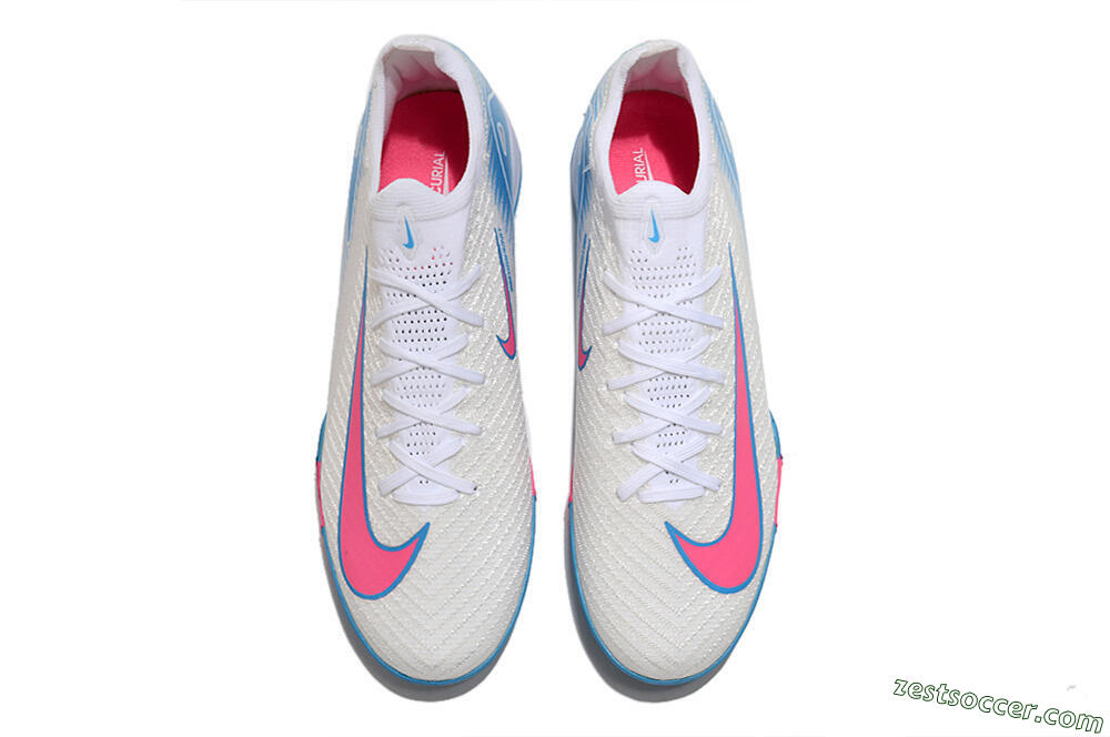 Nike Air Zoom Mercurial Vapor 16 Elite TF Low-Tops Soccer Shoes - White/Pink/Blue 4