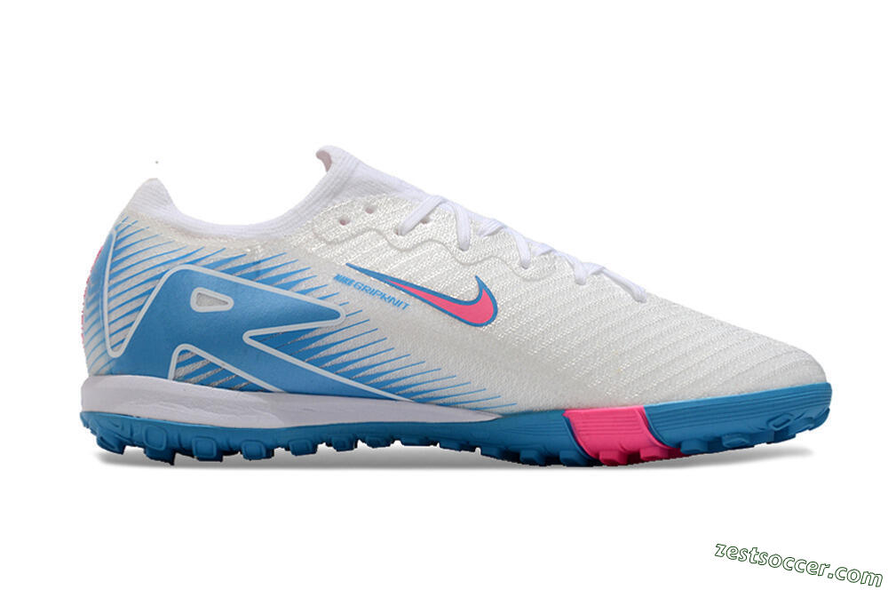 Nike Air Zoom Mercurial Vapor 16 Elite TF Low-Tops Soccer Shoes - White/Pink/Blue 5