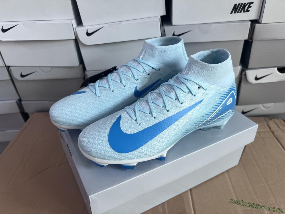 Nike Air Zoom Mercurial Superfly 10 Elite FG High-Tops Soccer Cleats - Jade/White/Blue