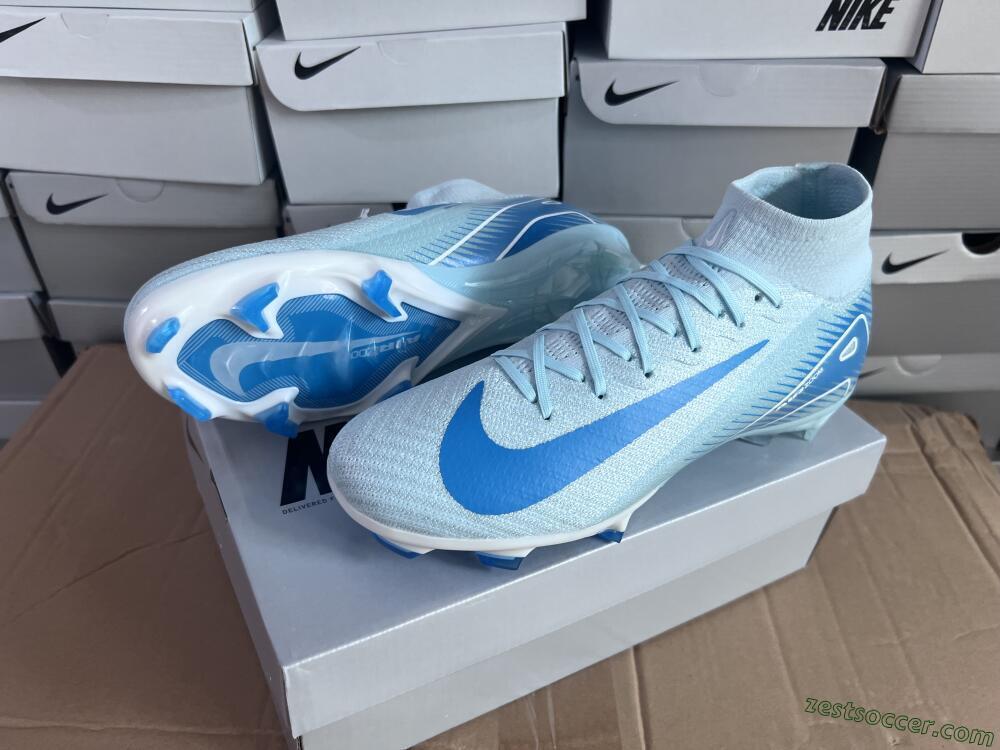 Nike Air Zoom Mercurial Superfly 10 Elite FG High-Tops Soccer Cleats - Jade/White/Blue