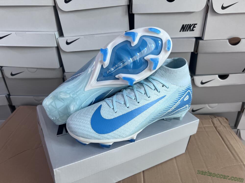 Nike Air Zoom Mercurial Superfly 10 Elite FG High-Tops Soccer Cleats - Jade/White/Blue