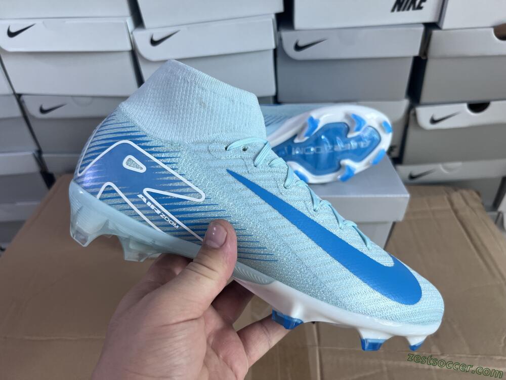 Nike Air Zoom Mercurial Superfly 10 Elite FG High-Tops Soccer Cleats - Jade/White/Blue
