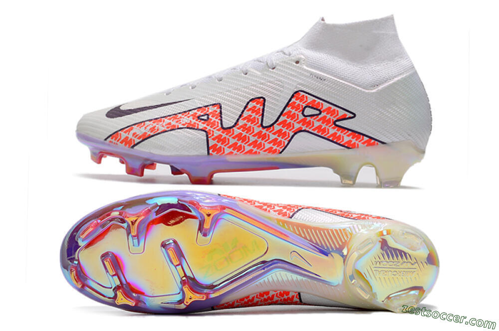 Nike Air Zoom Mercurial Superfly 9 Elite FG High-Tops Soccer Cleats - White/Red 1