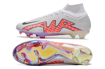 Nike Air Zoom Mercurial Superfly 9 Elite FG High-Tops Soccer Cleats - White/Red