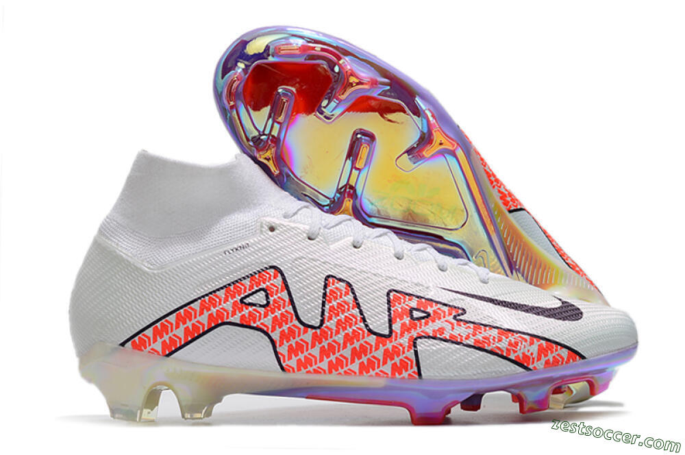 Nike Air Zoom Mercurial Superfly 9 Elite FG High-Tops Soccer Cleats - White/Red 0