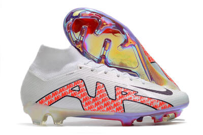 Nike Air Zoom Mercurial Superfly 9 Elite FG High-Tops Soccer Cleats - White/Red