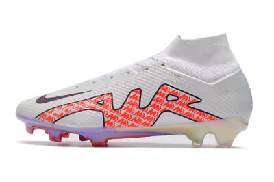 Nike Air Zoom Mercurial Superfly 9 Elite FG High-Tops Soccer Cleats - White/Red