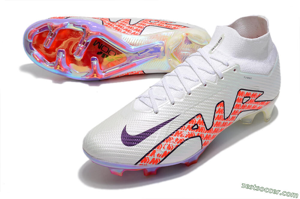Nike Air Zoom Mercurial Superfly 9 Elite FG High-Tops Soccer Cleats - White/Red 3