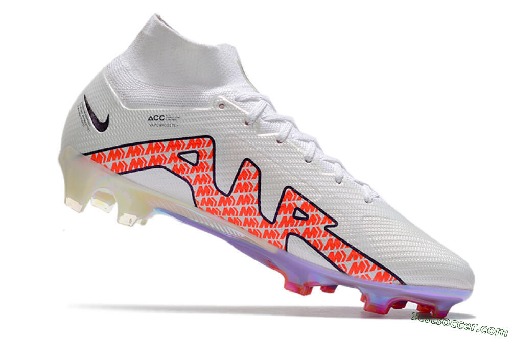 Nike Air Zoom Mercurial Superfly 9 Elite FG High-Tops Soccer Cleats - White/Red 4