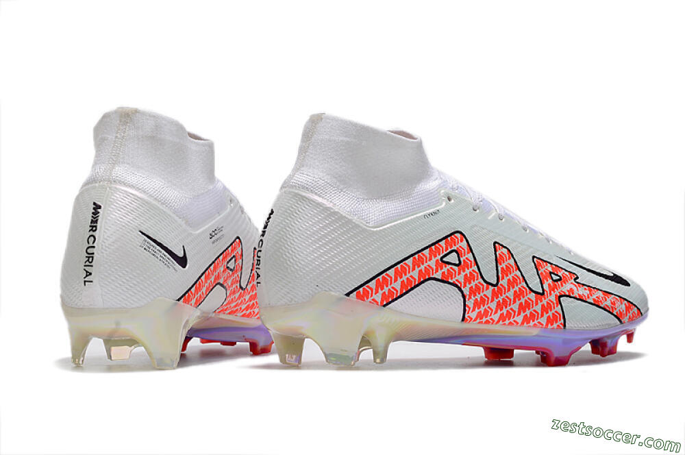 Nike Air Zoom Mercurial Superfly 9 Elite FG High-Tops Soccer Cleats - White/Red 6