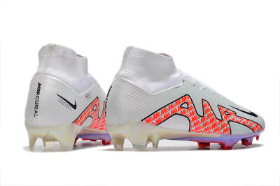 Nike Air Zoom Mercurial Superfly 9 Elite FG High-Tops Soccer Cleats - White/Red