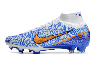Nike Air Zoom Mercurial Superfly 9 Elite FG High-Tops Soccer Cleats - White/Blue/Red