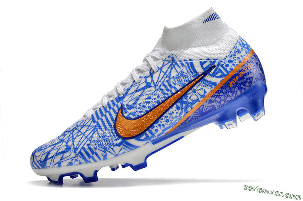 Nike Air Zoom Mercurial Superfly 9 Elite FG High-Tops Soccer Cleats - White/Blue/Red 5