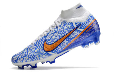 Nike Air Zoom Mercurial Superfly 9 Elite FG High-Tops Soccer Cleats - White/Blue/Red