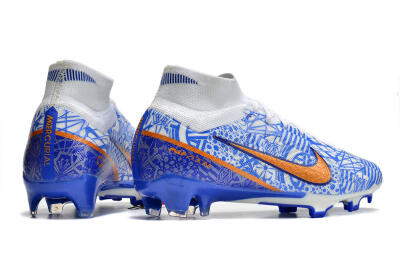 Nike Air Zoom Mercurial Superfly 9 Elite FG High-Tops Soccer Cleats - White/Blue/Red